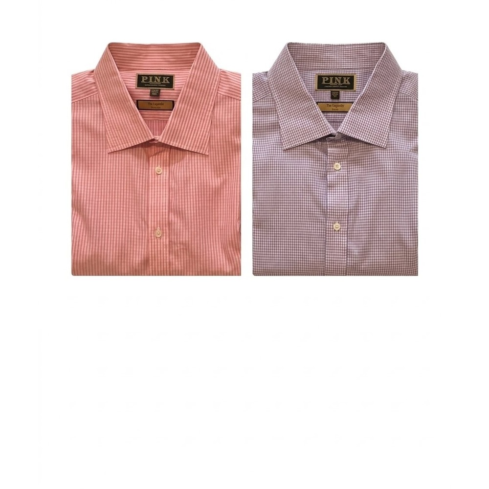 Lot of 2 Thomas Pink "The Imperial" 200s Dress Shirts Sz 18.5-37.5 French Cuffs